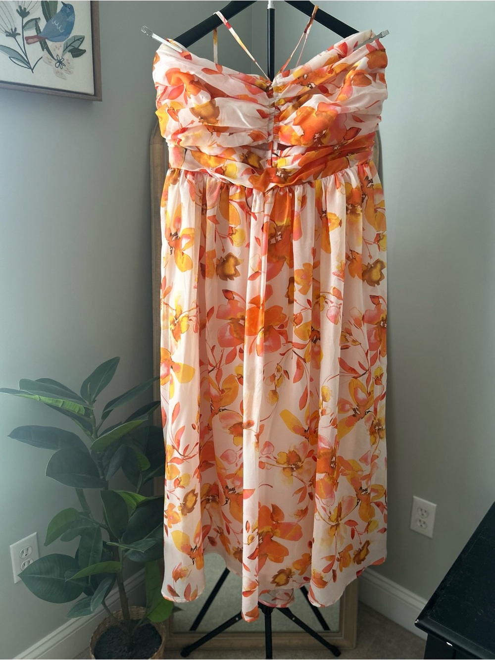 Eloquii Orange and Yellow Floral Dress